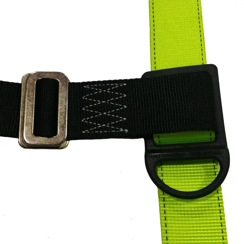 Detail of 1D Fall Protection Safety Body Harness featuring secure lanyard keepers