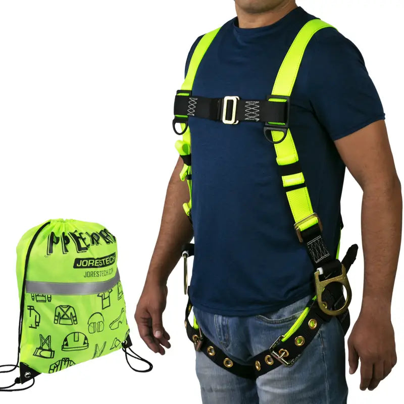 Safety Body Harness and carrying bag for fall prevention with multiple adjustment points