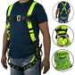 Safety body harness with neon straps for fall prevention and multiple adjustment points