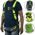 Safety body harness with neon straps for fall prevention and multiple adjustment points