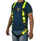 Safety body harness with neon shoulder straps for optimal fall protection safety