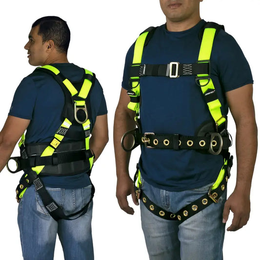 Safety harness with neon straps for 3D Fall Protection Safety and waist belt support