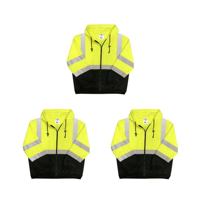 Safety Main 05LWJYB Lightweight Jacket Class 3 Hi-Vis Yellow with Black Bottom Pack of 3 - Medium - Safety Clothing