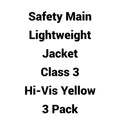 Safety Main 05LWJYB Lightweight Jacket in Hi-Vis Yellow, pack of 3 for visibility and safety