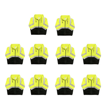 High-visibility yellow and black Safety Main 05LWJYB Lightweight Jacket in rows