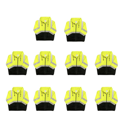 Safety Main 05LWJYB Lightweight Jacket Class 3 Hi-Vis Yellow with Black Bottom Pack of 10 - Medium - Safety Clothing