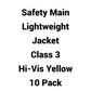 Safety Main 05LWJYB Lightweight Jacket Class 3 Hi-Vis Yellow with Black Bottom Pack of 10 - Safety Clothing