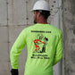 Safety-themed long sleeve hi-vis t-shirt for kids, promoting visibility and protection