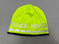 Reversible police beanie hi-vis yellow side with reflective POLICE lettering and stripes
