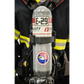 SCBA air tank with E-29 marking featuring IdentiFire™ SCBA Cylinder Decal and emblem