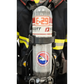 SCBA air tank with E-29 label and patriotic emblem, IdentiFire™ SCBA cylinder decal