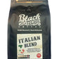 Sealed black bag of Black Powder Coffee Italian Blend dark roast for first responders