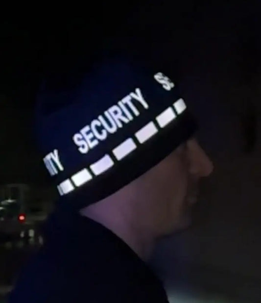 Security Beanie with reflective stripe for first responders, firefighters, and police