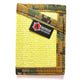 Yellow canvas wallet with camouflage trim and red logo patch in Coyote Leather design