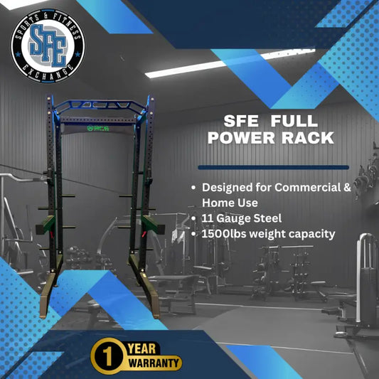 SFE Commercial Full Power Rack with 1500lbs capacity for strength training and squat exercises