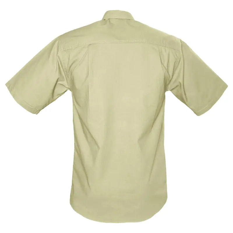 Short-sleeved beige button-up Trail Shirt for Men with functional shoulder straps