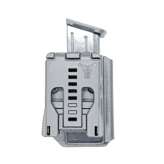 Silver Ruger Security 9mm OWB magazine pouch with magazine for sig p365 p365xl