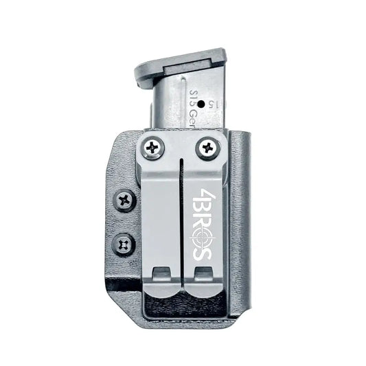 Silver magazine holster with clip for Shield Arms S15 IWB by Four Brothers Holsters