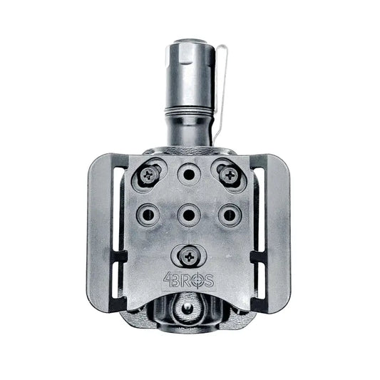 Silver metal flashlight holder for Cloud Defensive MCH Duty Flashlight Carrier
