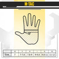 Simple line drawing of an open hand with measurement for M-Tac Gloves Soft Shell Thinsulate