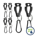 Six black carabiner clip keychains for Glove Clip Safety Holder with carabiner