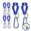 Six Blue Carabiner Clip Keychains for Glove Clip Safety Holder with Carabiner