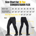Size chart for M-Tac Tactical Pants Conquistador Gen I Flex with inseam options