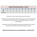 Size chart for Professional Hunter Shorts, mid-rise women’s pants and shorts measurements