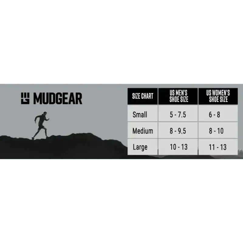 Size chart for Mudgear hiking footwear and Performance Hiking Trekking Sock conversions