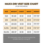 Size chart for women’s Maxx-Dri Vest 5.0 with measurements for body armor fit