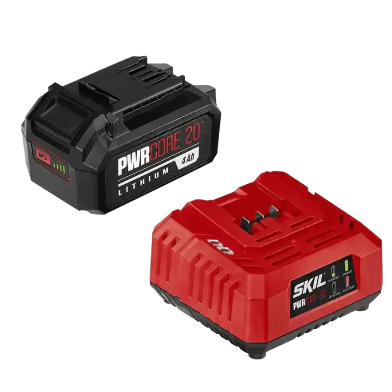 SKIL PWR CORE 20 20V Battery and Charger Starter Kit with red charging base