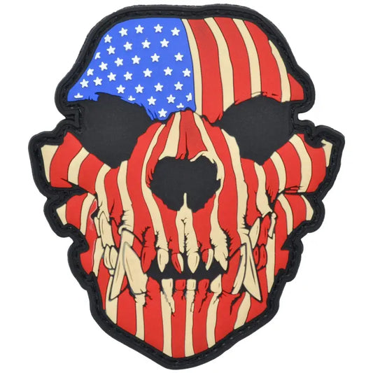 Skull-shaped K9 dog canine PVC patch color with American flag and sunglasses design