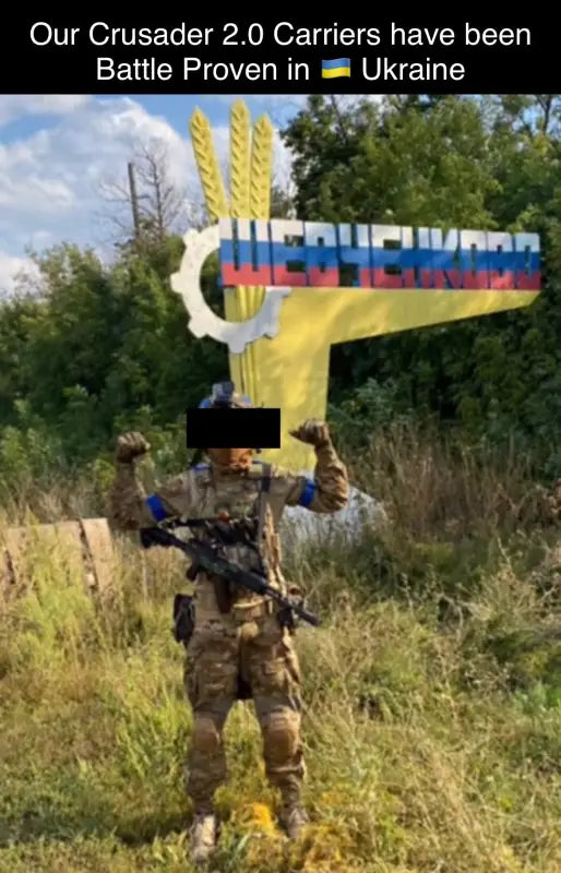 Soldier in camouflage with black face mask wearing CRUSADER 2.0 body armor by Redemption Tactical