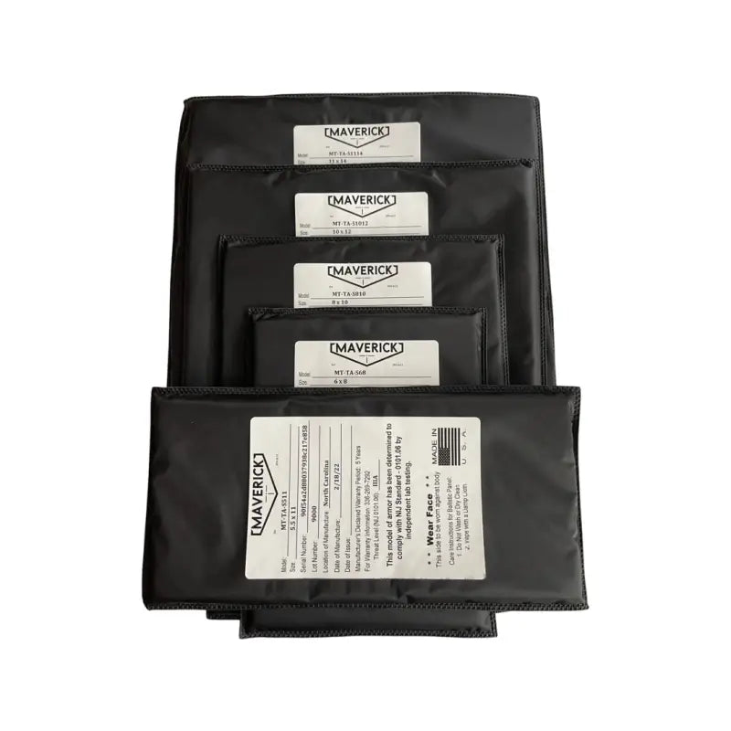 Stacked black ballistic panels for soft armor Level IIIA body armor insert