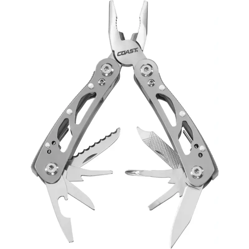 Stainless steel Coast CT211 multi-tool with pliers and folding implements in silver