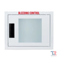 White wall-mounted bleeding control cabinet with black handle for standard bleeding control