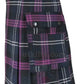 Black Tartan Utility Kilt with Pink and White Plaid Pattern from Scotland Tartan Utility
