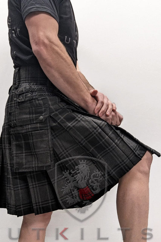 Chief Miller Standard Highlander Gray Tartan Utility Kilt Apparel