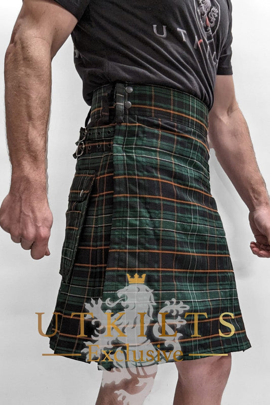 Chief Miller Standard Irish Black Tartan Utility Kilt Apparel