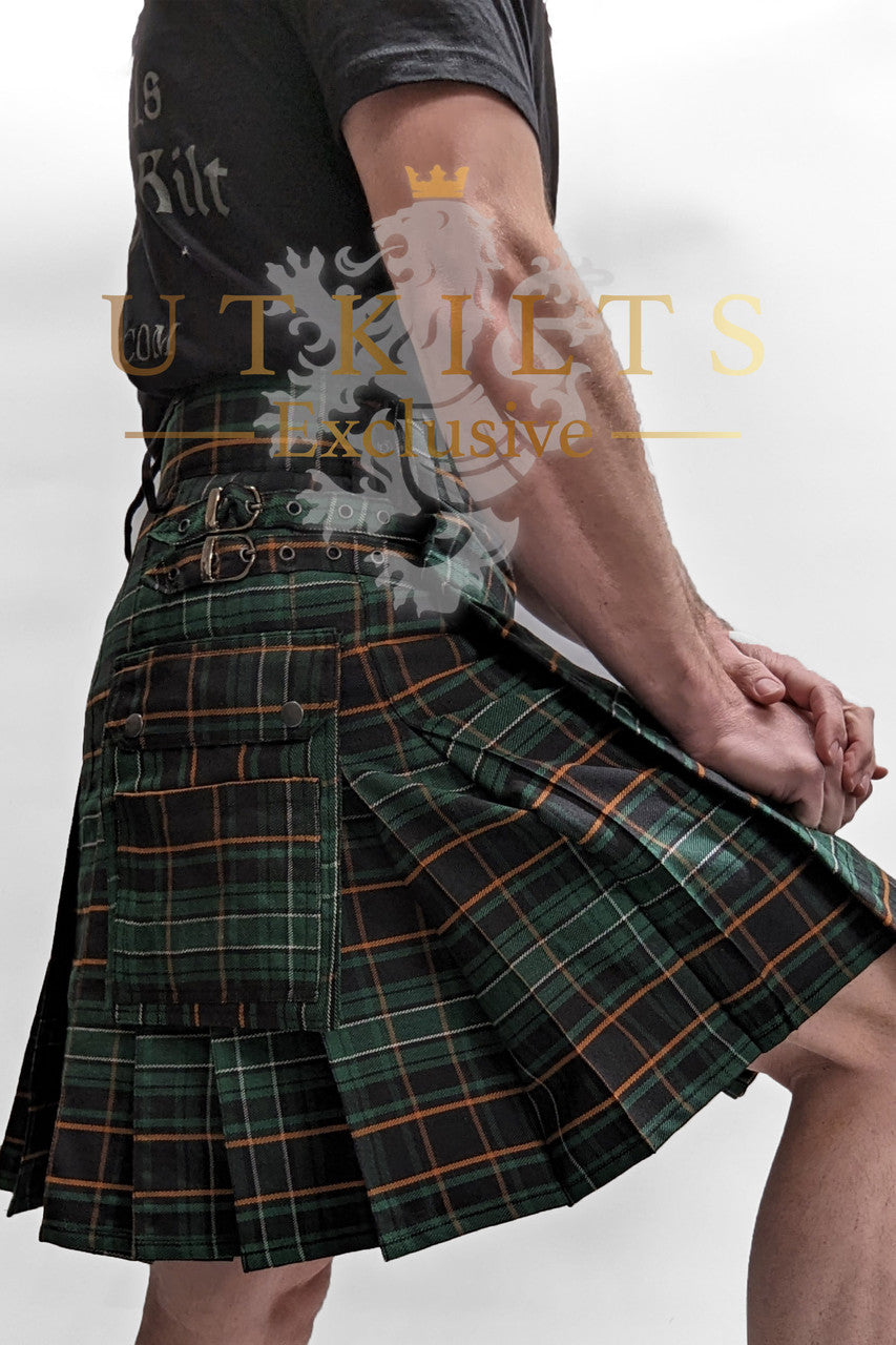 Standard Irish Black Tartan Utility Kilt