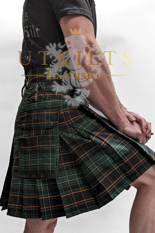 Chief Miller Standard Irish Black Tartan Utility Kilt Apparel