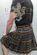 Traditional plaid kilt in brown and multicolored tartan, perfect Scottish National Weathered Utility Kilt