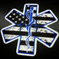 Star of Life American Flag with Rod of Asclepius decal in black and white design