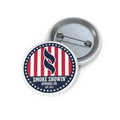 Patriotic Stars and Stripes Pin Button with Smoke Showin Apparel Co branding design