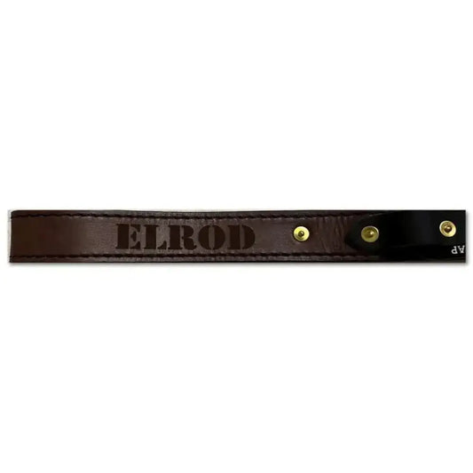 Dark brown Station Strap Leather with ELROD embossed and three brass snaps