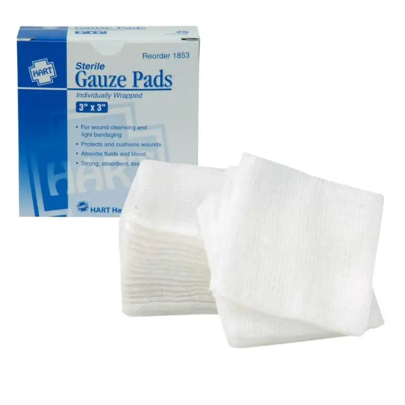 Sterile gauze pads in blue and white packaging from Waterproof 6000 Series First Aid Kit