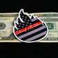 Chief Miller Decal on a twenty dollar bill with a striking black and white flame design