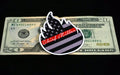 Chief Miller Decal on a twenty dollar bill with a striking black and white flame design
