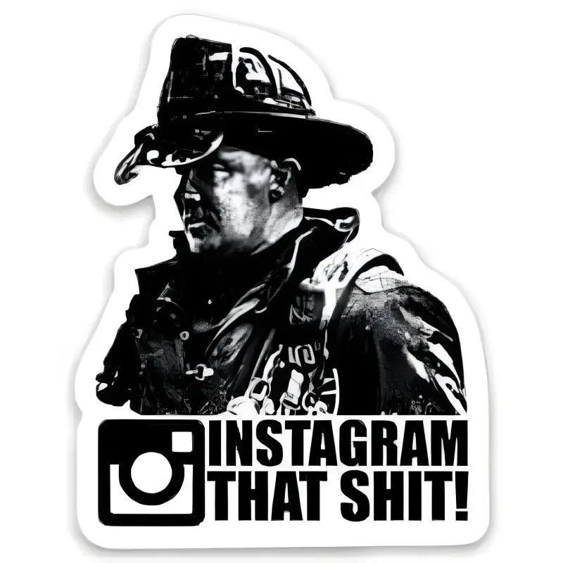 Firefighter silhouette sticker with Instagram logo, heavy duty, water weather-resistant ink