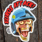 Zombie skull sticker with blue helmet and Euros Attack text for first responders